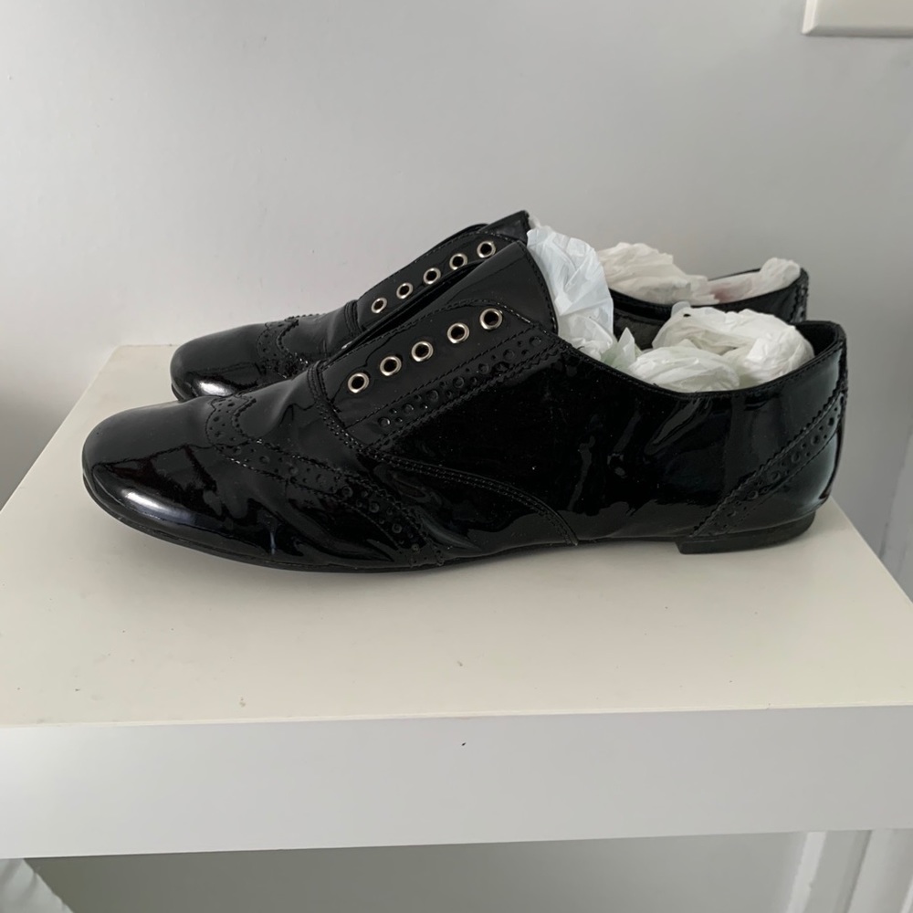 Black Patent Women’s Brogue Loafers 7.5